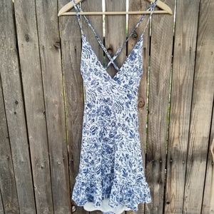 LULU'S  blue and white flowered print  mini dress